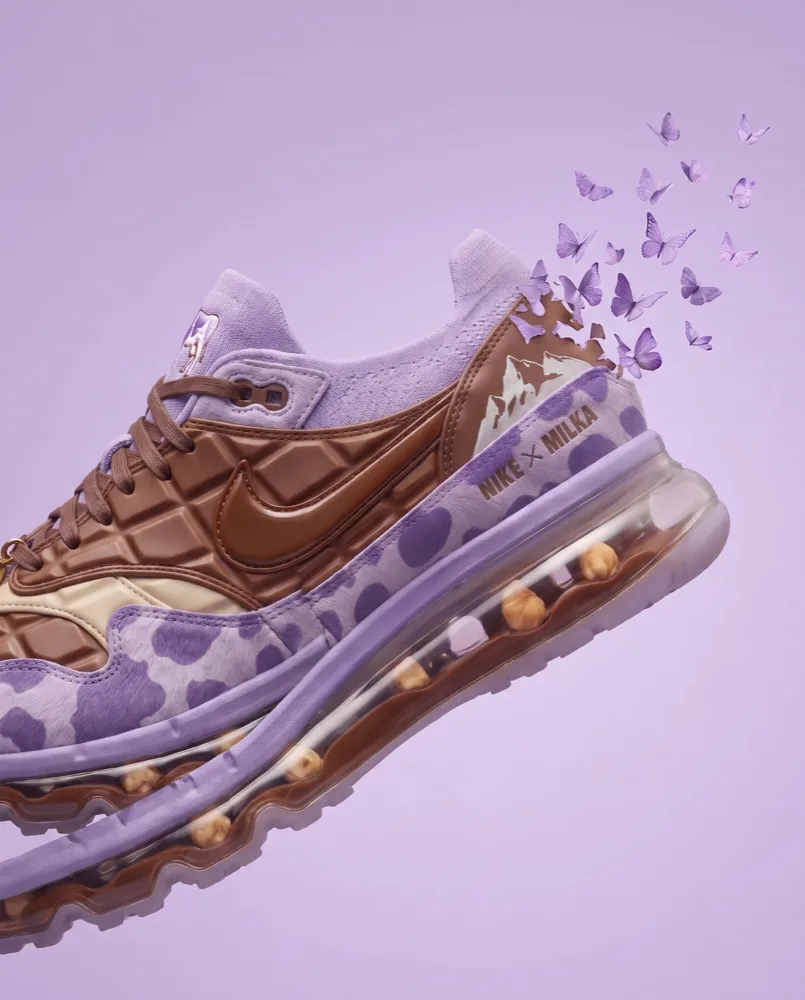 A high-definition image from the Nike x Milka shoot.